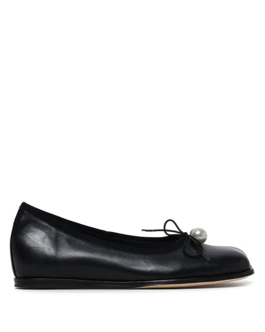 Simone Rocha Black Bow-Embellished Leather Ballerina Shoes