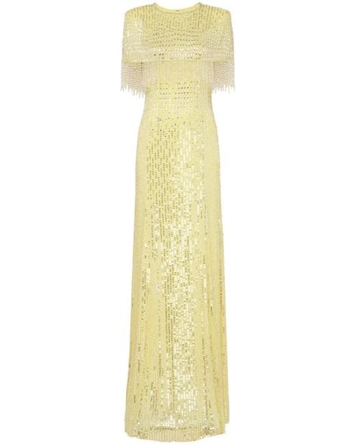 Jenny Packham Yellow Lyla Sequin-Embellished Gown