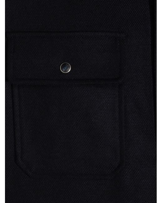 Marco Pescarolo Blue Button-Up Flap-Pocket Jacket for men