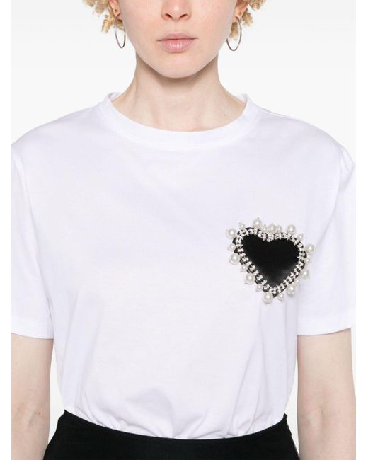 Camiseta con aplique de corazón Parlor de color White