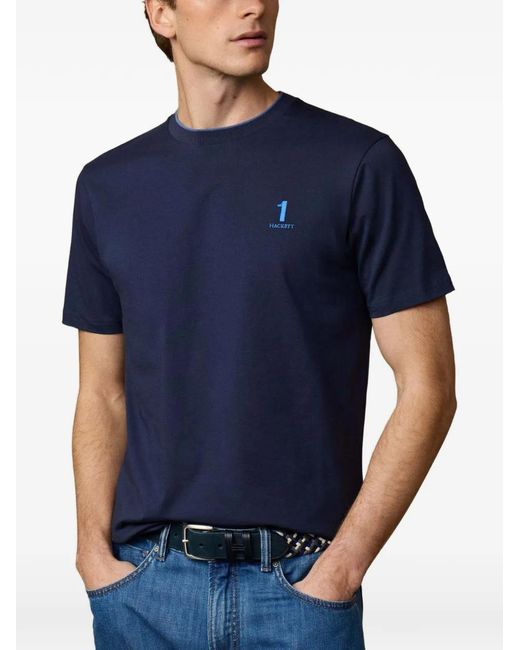 Hackett Blue Heritage Number-Embroidered T-Shirt for men