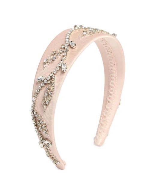 Erdem White Crystal-Embellished Satin Headband