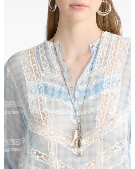 Ermanno Scervino White Blouse En Soie À Imprimé Graphique