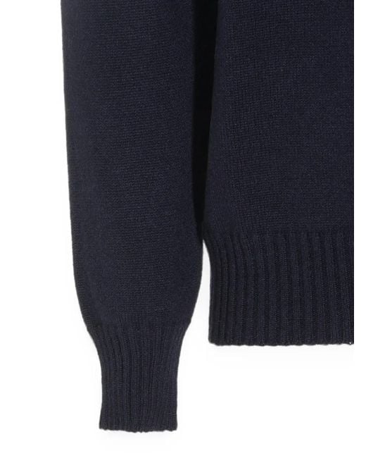 Malo Blue Long-Sleeve Polo-Collar Sweater for men
