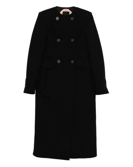 N°21 Black Double-Breasted Buttoned Coat