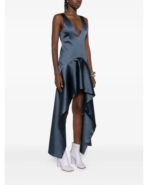J.W. Anderson Blue V-Neck Draped-Hem Dress
