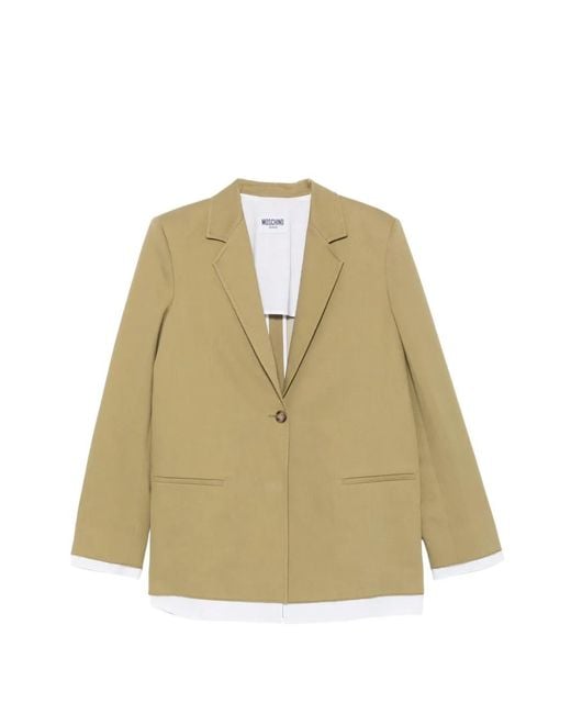 Moschino Natural Layered-Effect Notched-Lapel Blazer