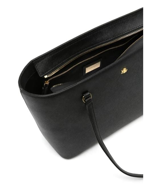 Ralph Lauren Black Medium Karly Leather Tote Bag