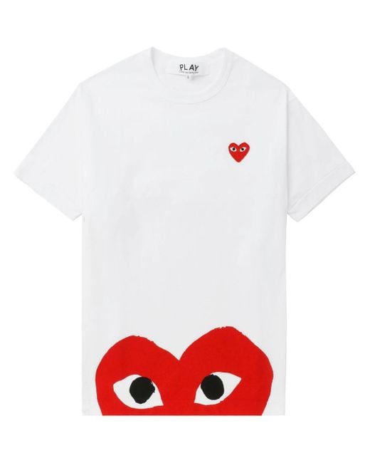 COMME DES GARÇONS PLAY White Heart-print Cotton T-shirt
