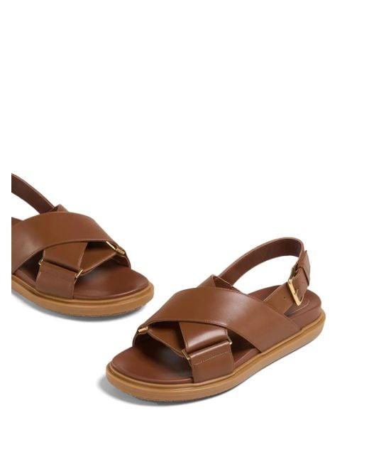 Marni Brown Leather Fussbett Sandals