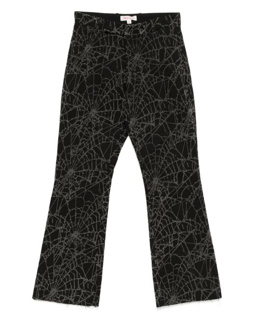 MASU Black Flocky-Web Flared Trousers for men