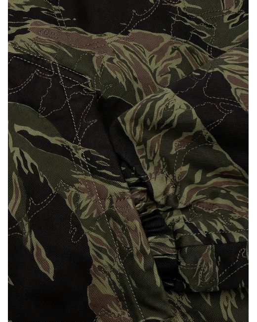 South2 West8 Black Skull Quilting Camo-Print Jacket for men