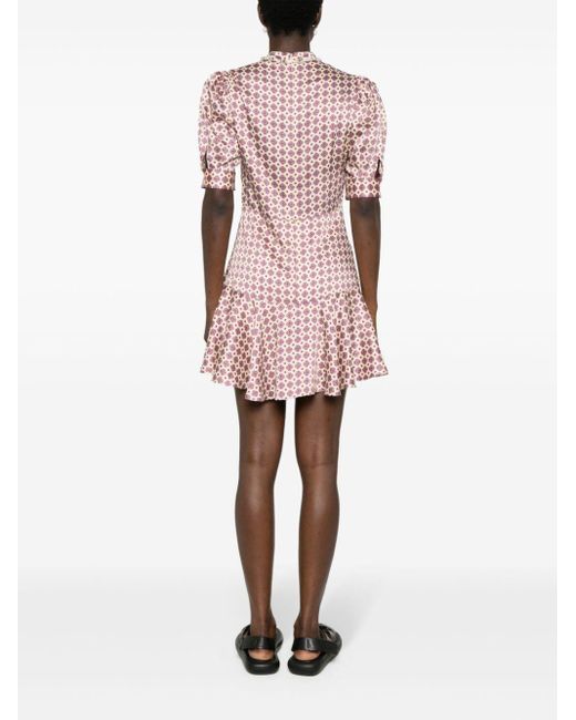 Sandro Red Geometric-pattern Mini Dress