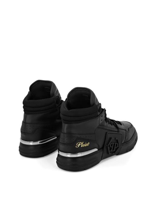 Philipp Plein Black Hexagon Hi-Top Sneakers