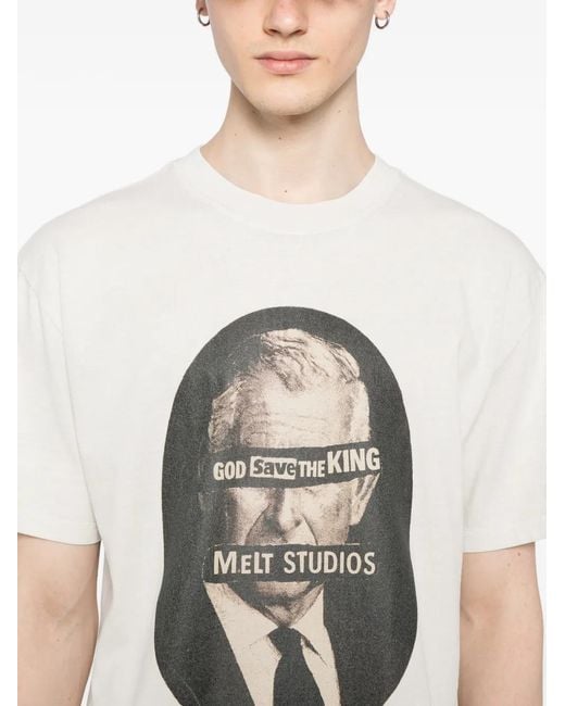 Melt White Slogan-Print T-Shirt for men