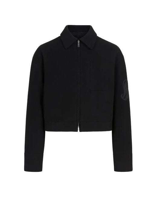 Jil Sander Black Logo-Embroidered Cropped Jacket