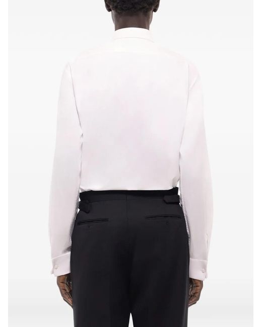 Fursac White Honeycomb-Textured Bib-Panel Slim-Fit Shirt for men