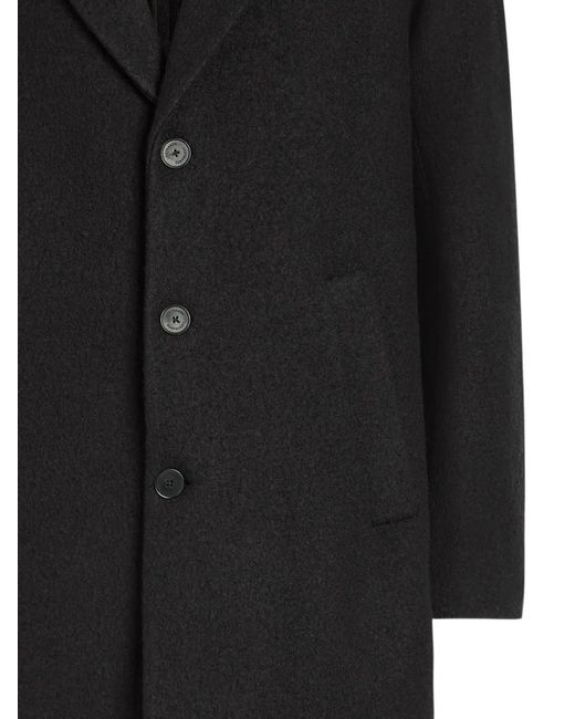 L'Estrange Black Single-Breasted Wool Coat for men