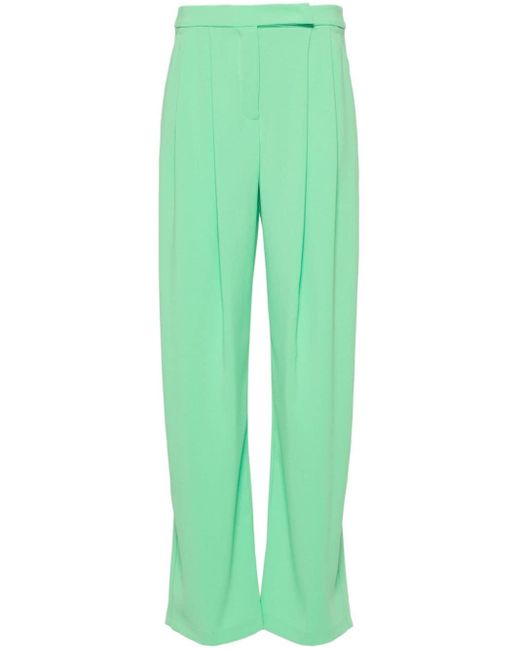 Pinko Green Montano Pleat-detail Wide-leg Trousers