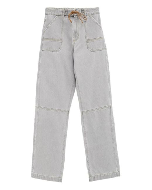GIMAGUAS Gray Mitch Drawstring Pocket Jeans for men