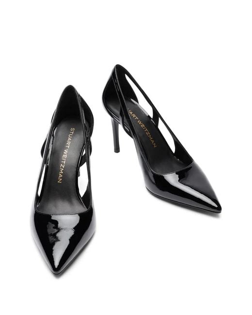 Stuart Weitzman Black Cut-Out Pointed Pumps