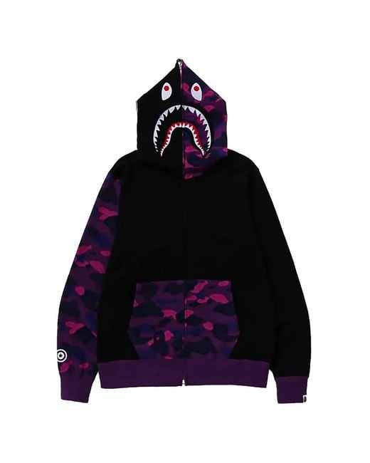 A Bathing Ape Blue Shark Color Camo Hoodie for men