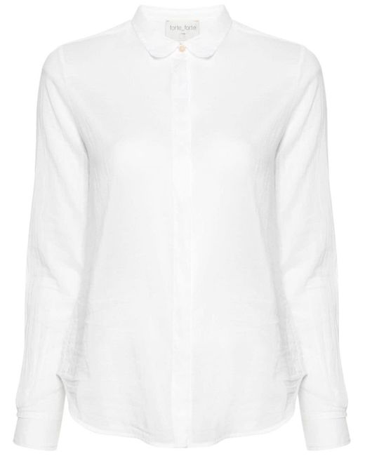 Forte Forte White Shirt In Cotton And Silk Voile