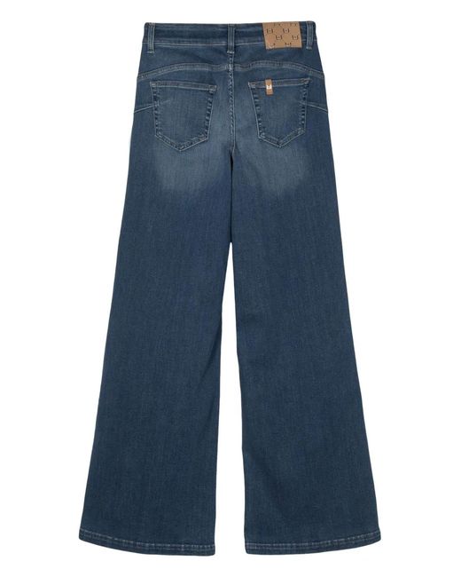 Liu Jo Blue Logo-Patch Flared Jeans