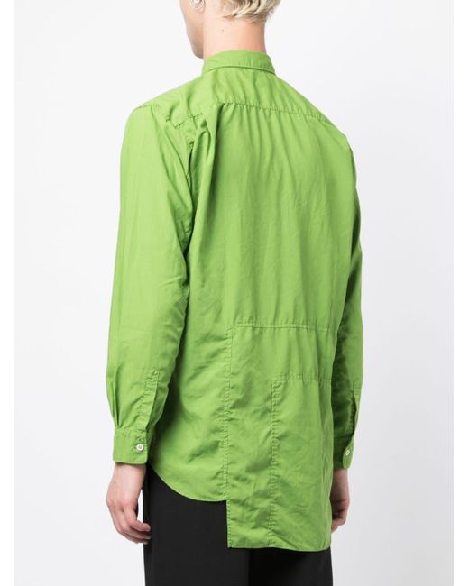 Comme des Garçons Green Asymmetric-hem Long-sleeved Shirt for men