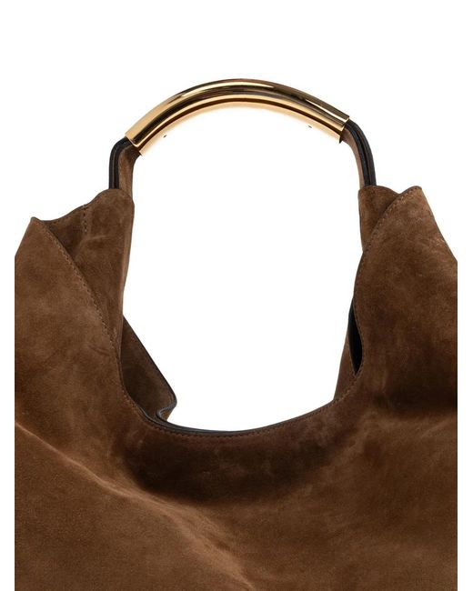 Moschino Brown Handle Me Metal-Handle Shoulder Bag