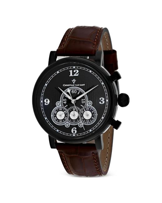 Christian Van Sant Black Dominion 42Mm Watch for men