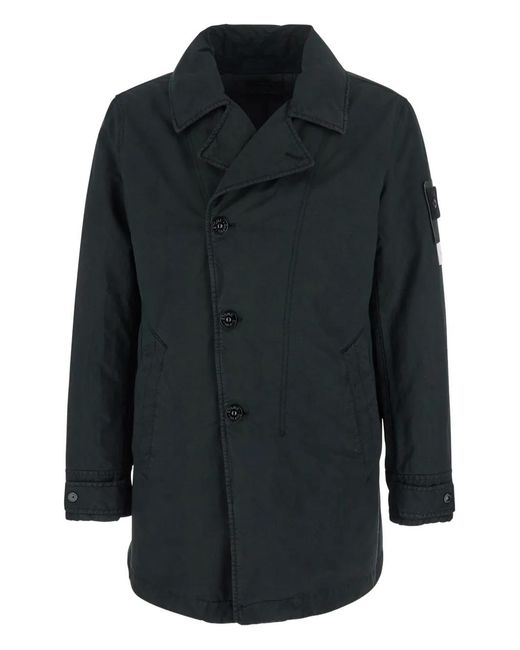 Stone Island Black Double-Breasted Coat for men