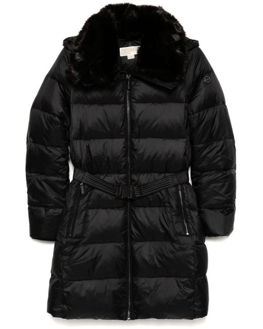 MICHAEL Michael Kors Black 3/4 Belted Puffer Coat