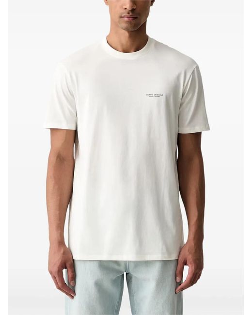 ARMANI EXCHANGE White Logo-Print Short-Sleeved T-Shirt for men