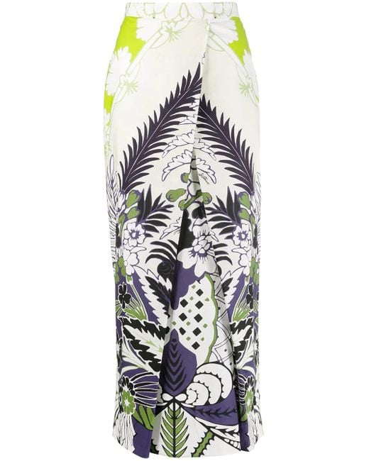 Valentino Garavani White World Arazzo Print Midi Skirt