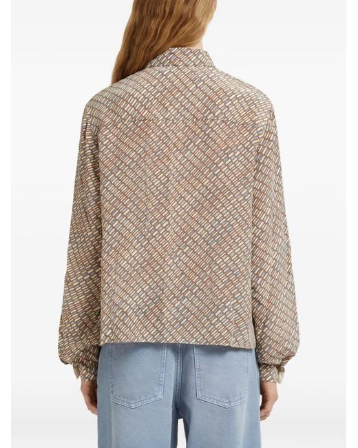 Marni Natural Ruffled Print Shirt