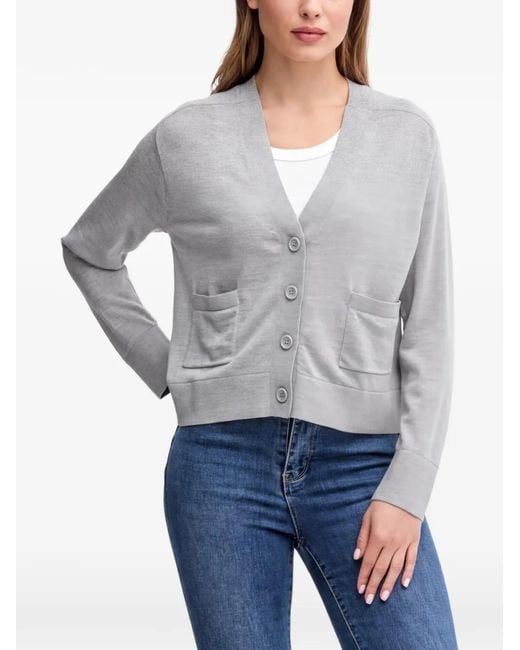 Benetton Gray Button-Up Patch-Pocket Cardigan
