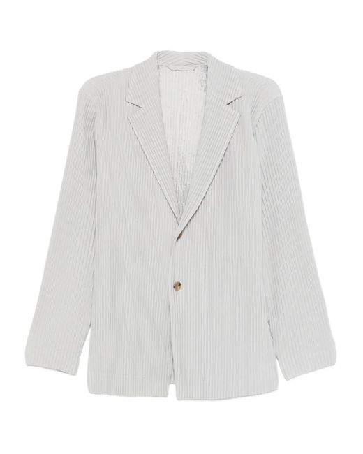 Homme Plissé Issey Miyake White Single-Button Blazer for men