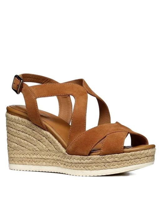 Geox Brown Crossover Wedge Espadrilles