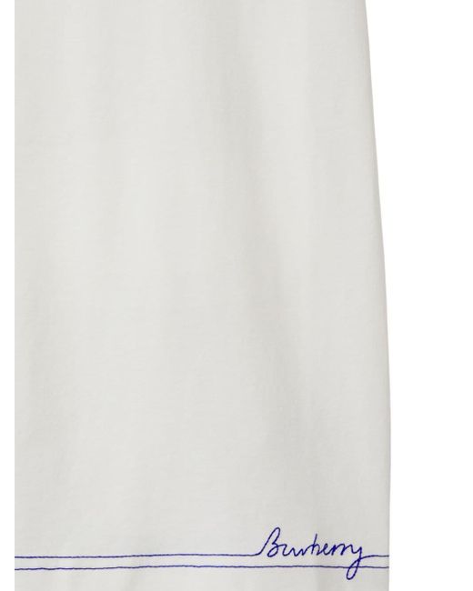 Burberry White Logo-embroidered Organic Cotton T-shirt for men
