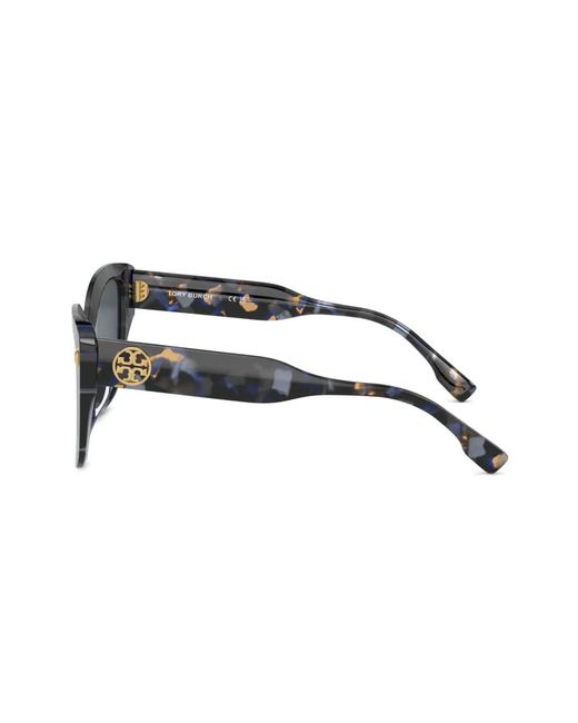 Tory Burch Gray Logo-Plaque Oversize-Frame Sunglasses