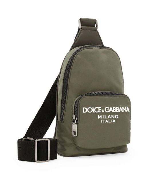 Dolce & Gabbana Green Logo-print Crossbody Backpack for men