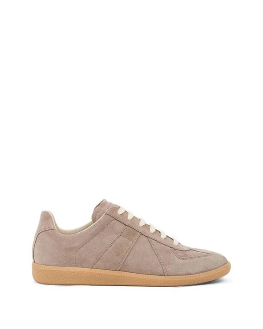 Maison Margiela Pink Replica Panelled Suede Sneakers for men