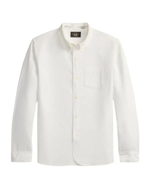 RRL White Long-Sleeve Patch-Pocket Shirt for men