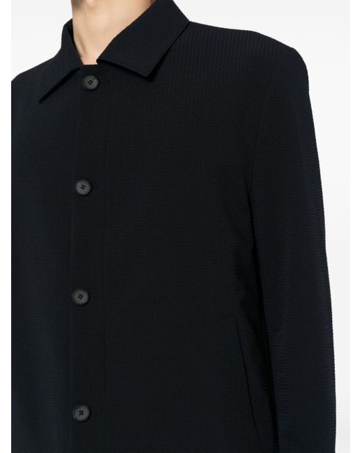 HUGO Black Waffle-effect Button-up Jacket for men