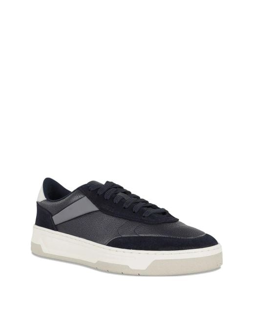 Boss Blue Leather Panel Sneakers for men