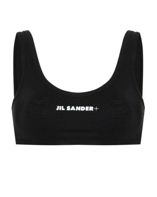 Jil Sander Black Logo-print Bikini Top