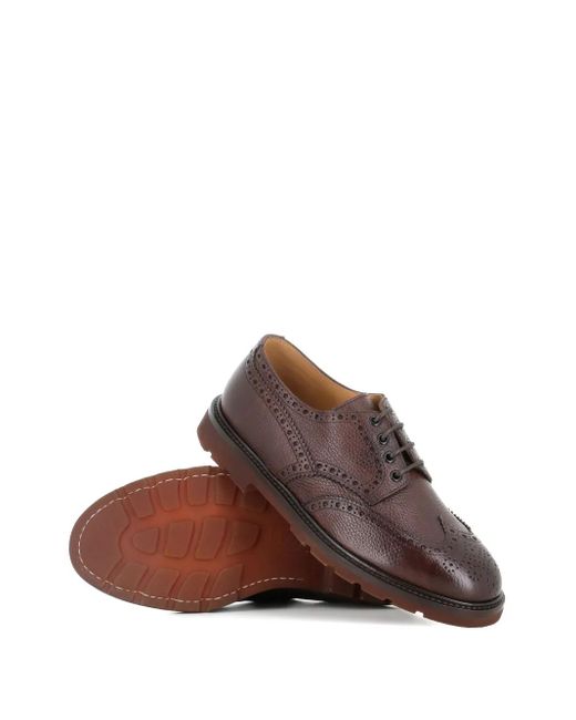 Henderson Brown Brogue-Detail Leather Derby Shoes for men