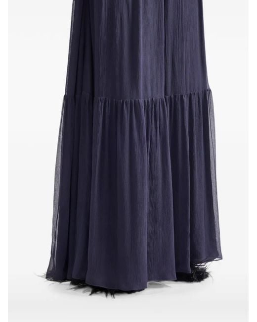 Erdem Blue Tiered-Hem Maxi Skirt