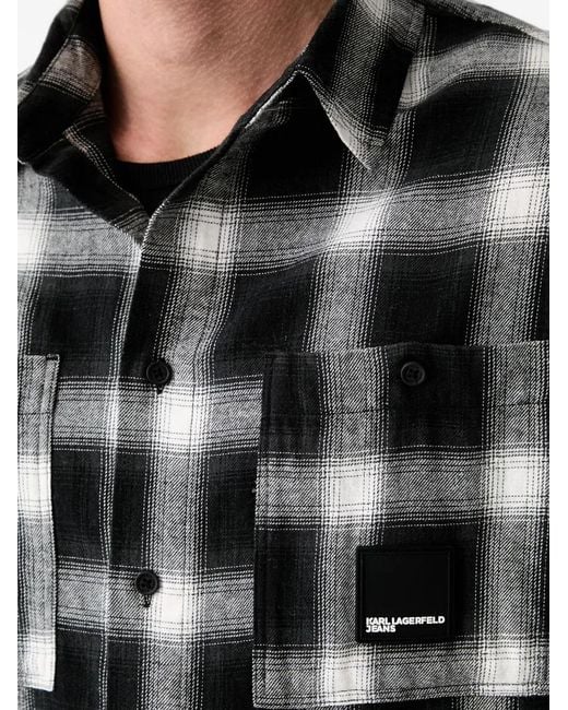 Karl Lagerfeld Black Chemise Imprimée À Patch Logo for men